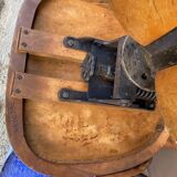 Baumann wood leather armchair