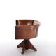 Sheepskin leather desk chair with wooden swivel base, 1970