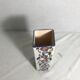 Square old glazed ceramic vase design flowers vintage