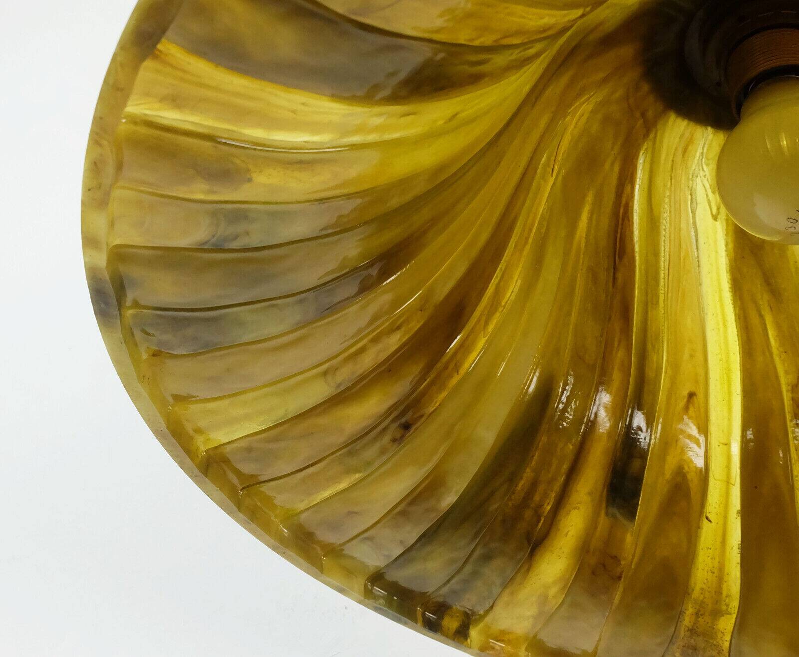 Vintage pendant lamp amber color acrylic and brass 1970s