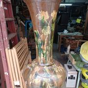 Grand Vase sur colonne en céramique 1.49 mètre époque 1900 en l'état.