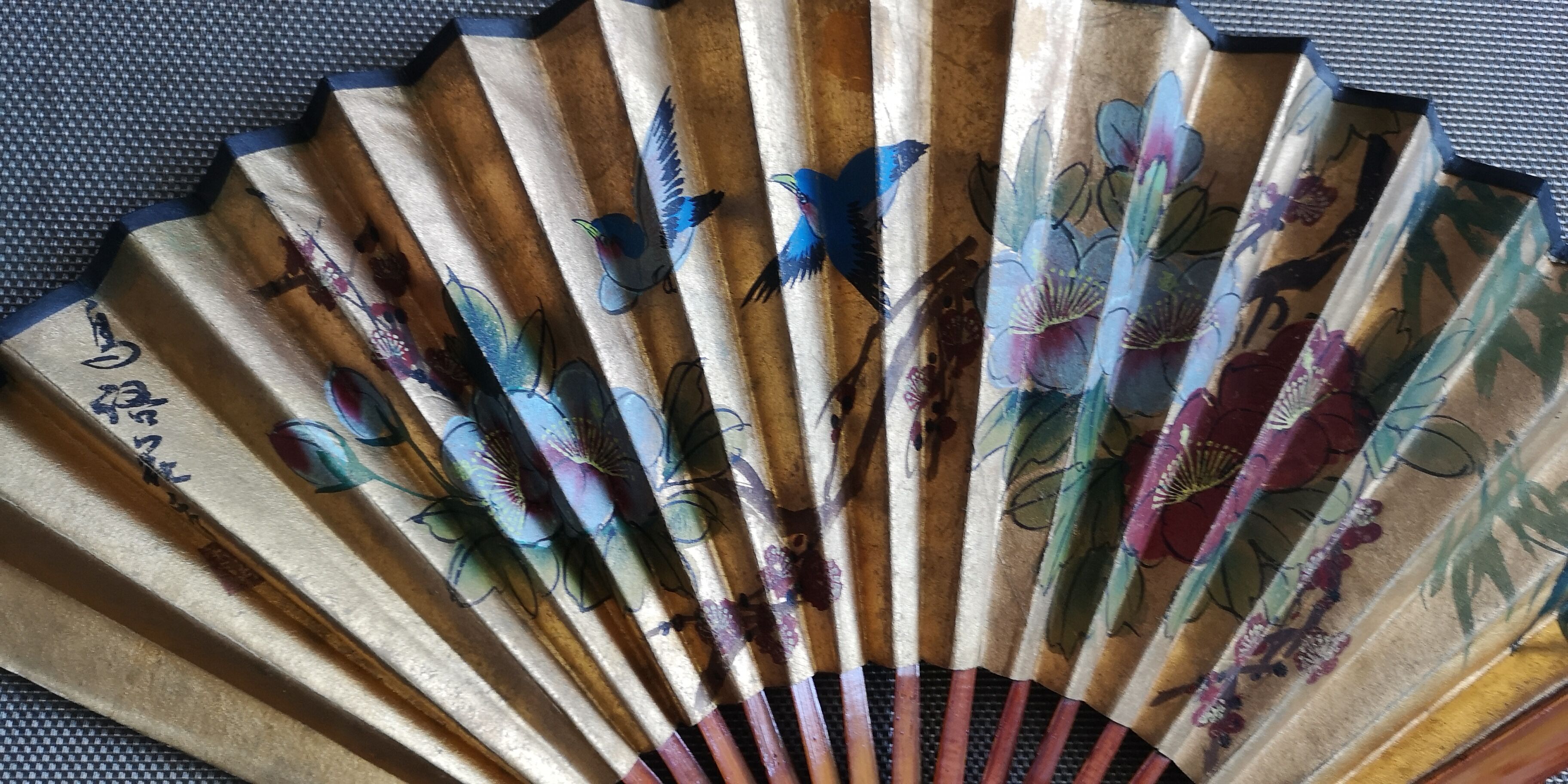 Eventail lacquered bamboo and hand wallpaper - china - 2nd half 20th century