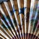 Eventail lacquered bamboo and hand wallpaper - china - 2nd half 20th century