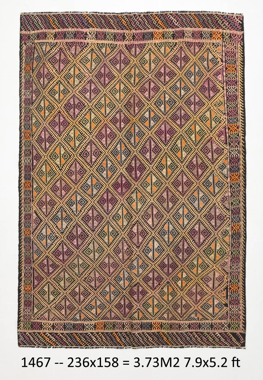 Yellow & Green Tribal Turkish Kilim Rug, 158x236Cm