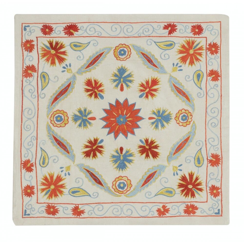 SET OF 2 - 100% Silk Cushion Covers. Embroidered Accent Pillows. Suzani Throw Pillows