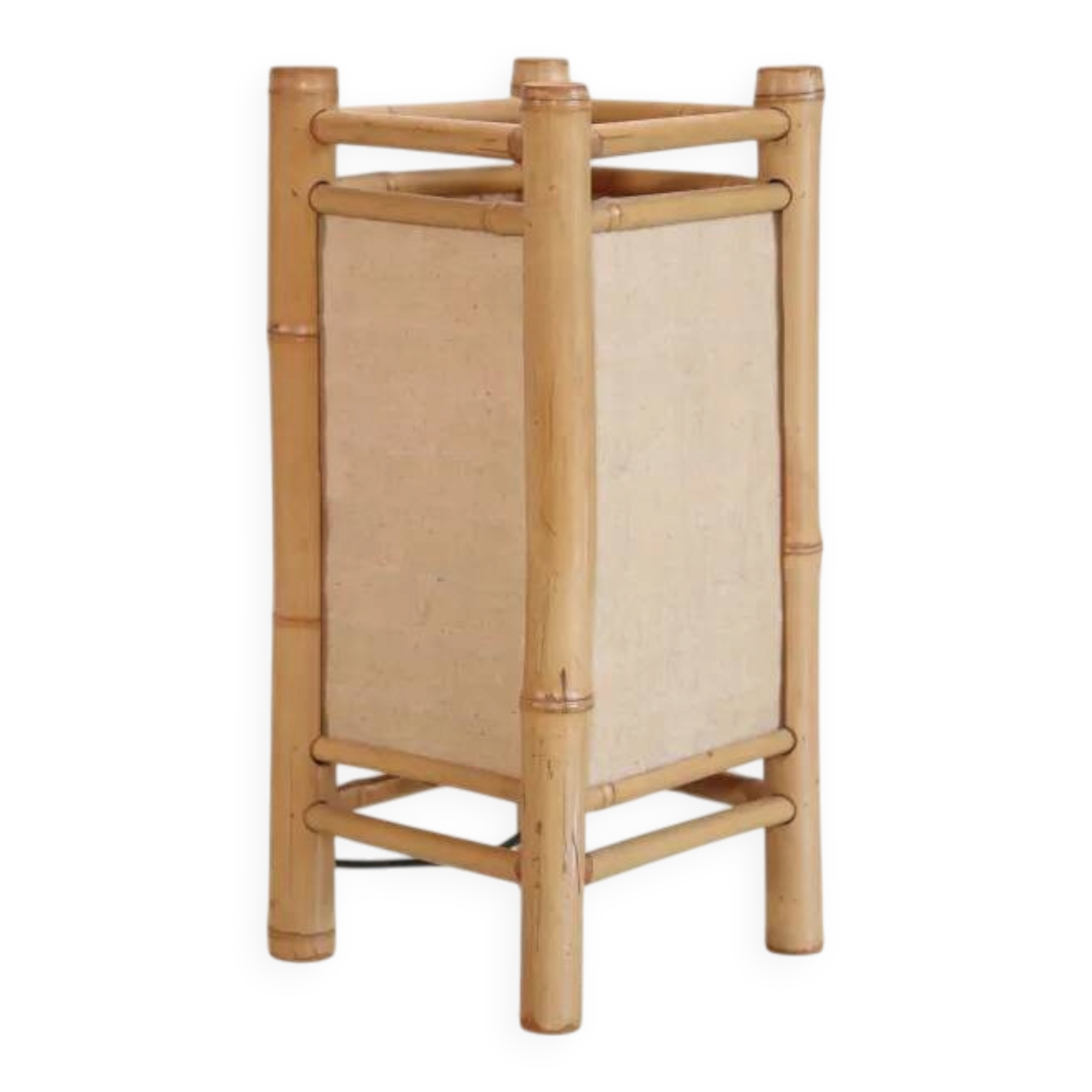 Vintage Japanese Tarogo table lamp in bamboo and linen