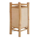 Lampe de table japonaise vintage Tarogo en bambou et lin
