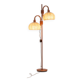 Sculptural teak floor lamp by Domus (Germany, 1970s).