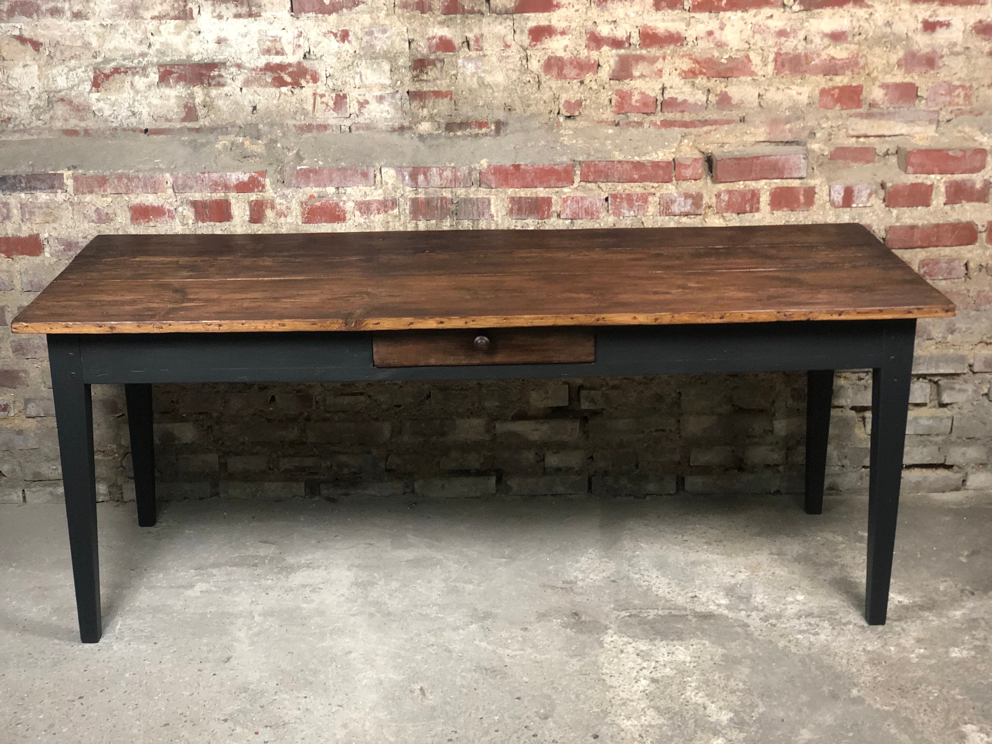 Farm table in pitchpin and pine late XIX