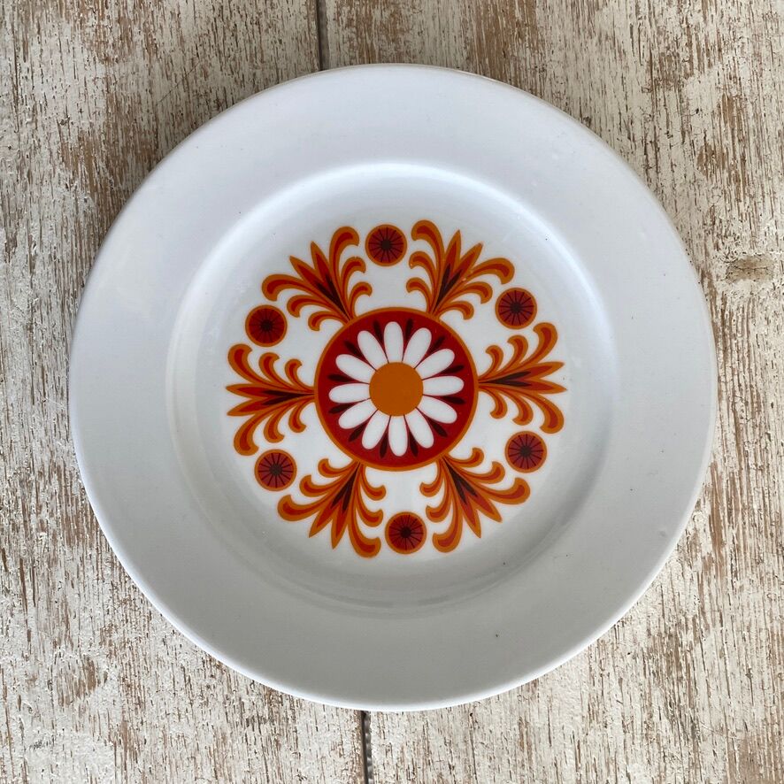 Set of 12 small plates in porcelain Bavaria orange 70's - 20cm