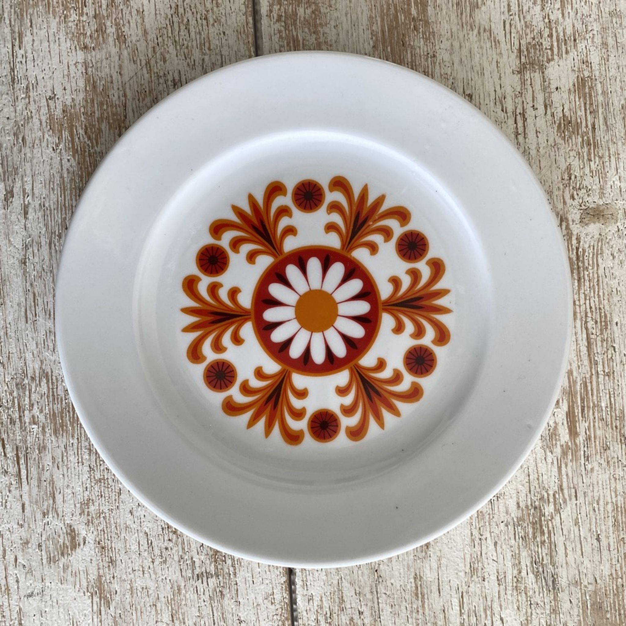 Set of 12 small plates in porcelain Bavaria orange 70's - 20cm