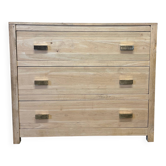 Exotic wood chest of drawers 1980 bronze handles