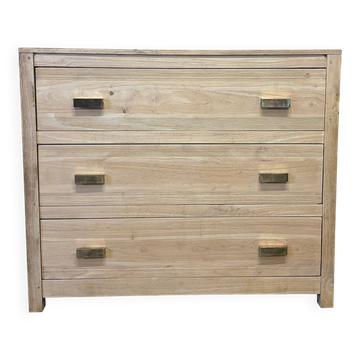 Exotic wood chest of drawers 1980 bronze handles