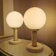 Set of 2 vintage Bony Design table lamps with 80s glass bulb hood