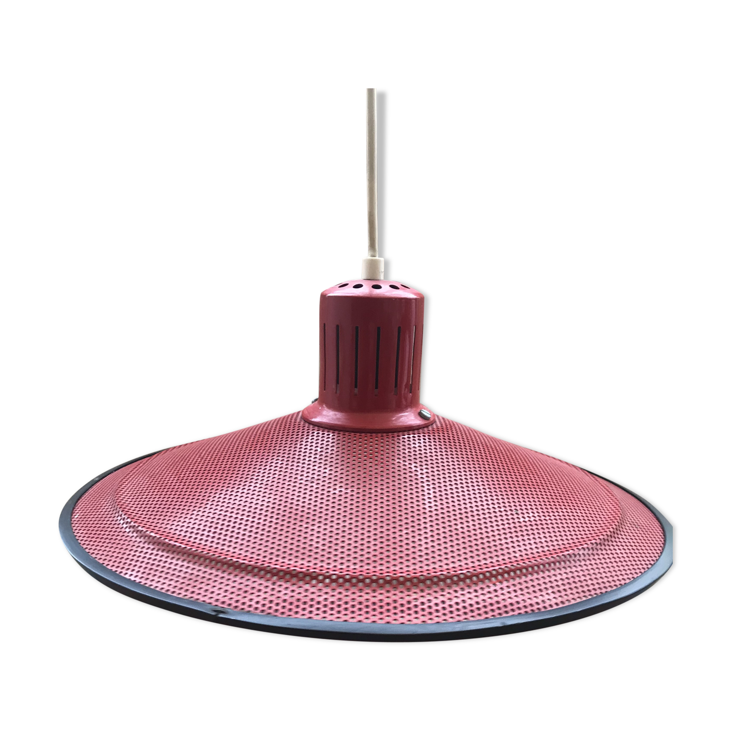 Old design metal perforated suspension in red