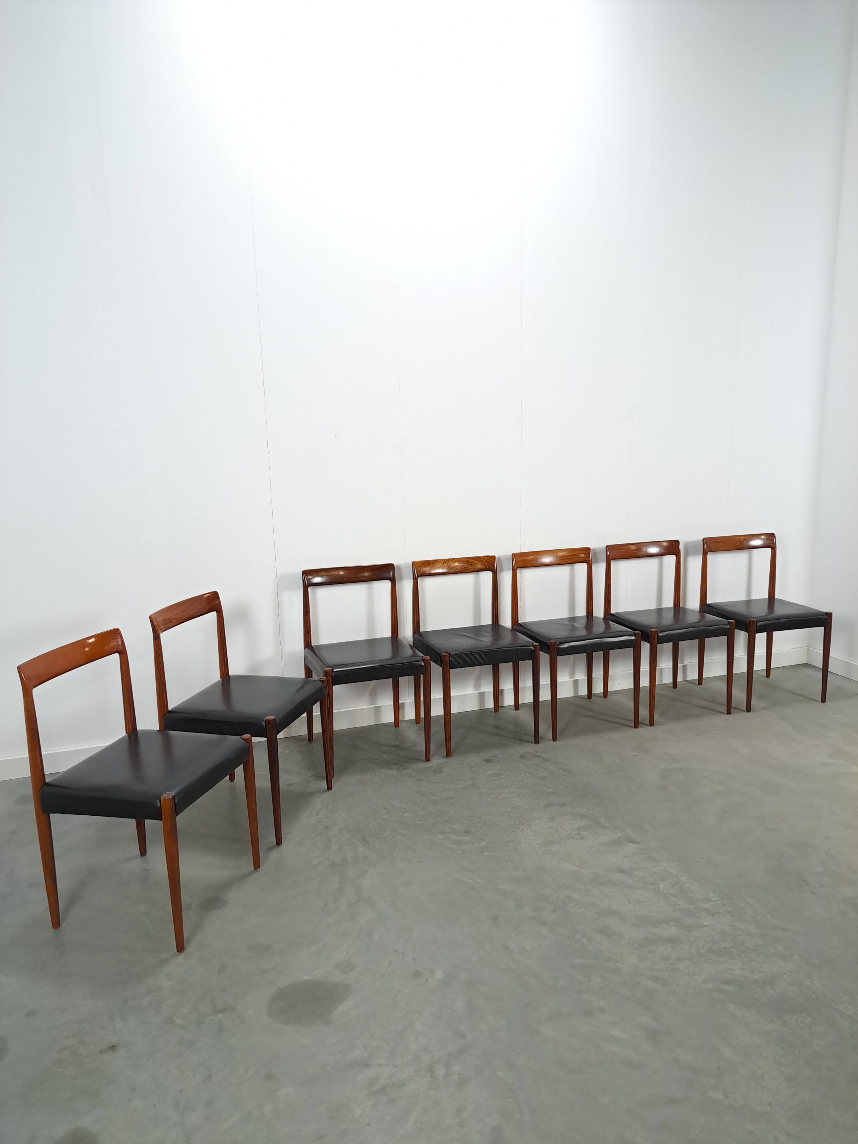 Ensemble design de chaises Lubke en bois de rose 7x