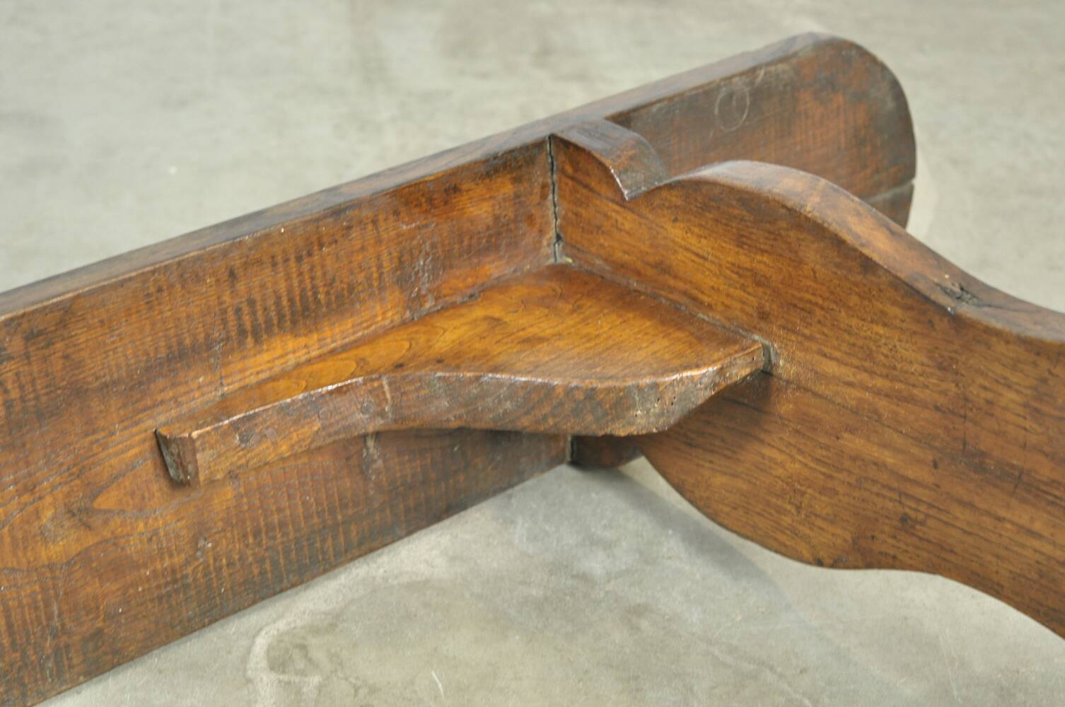 HANDMADE antique wooden French farmhouse bench, 1930s