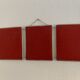 Vintage mirror 1960 triptych barber red brick - 30 x 77 cm