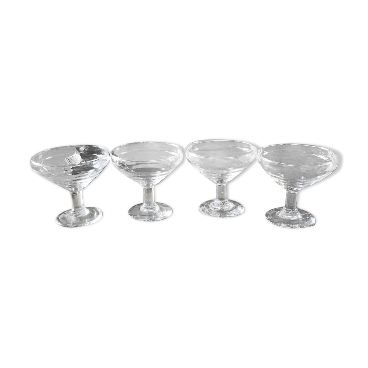 4 antique champagne glasses engraved
