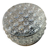 Small round wall light ceiling fixture in glass vintage diamond point.