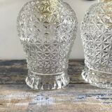 Pair of vintage chiseled glass sconces