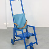 Mid-century Blue Wooden Foldable Stroller, 60s