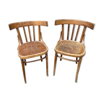 Set of 2 chairs bistro western restaurant brasserie curved wood