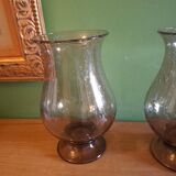 Two blown glass tealight vases