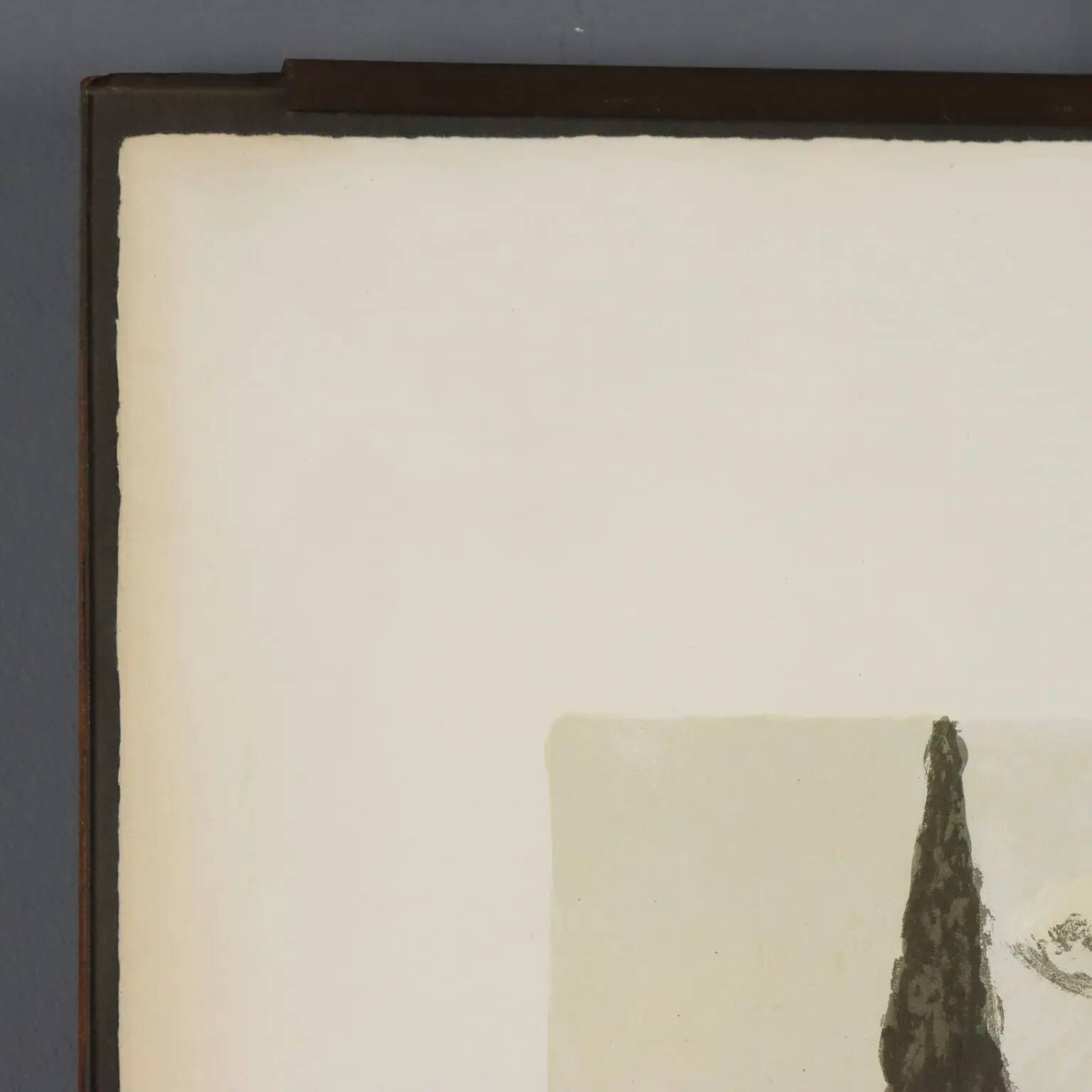 Modern lithograph signed Ardengo Soffici Haystack and Cypress 1962
