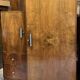 Asymmetrical wardrobe, Art Deco, 1930s walnut burl, wardrobe, shelves, drawers