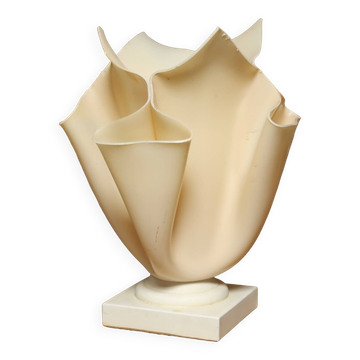 Lampe beige en plexiglass froissé Soleillade, années 80