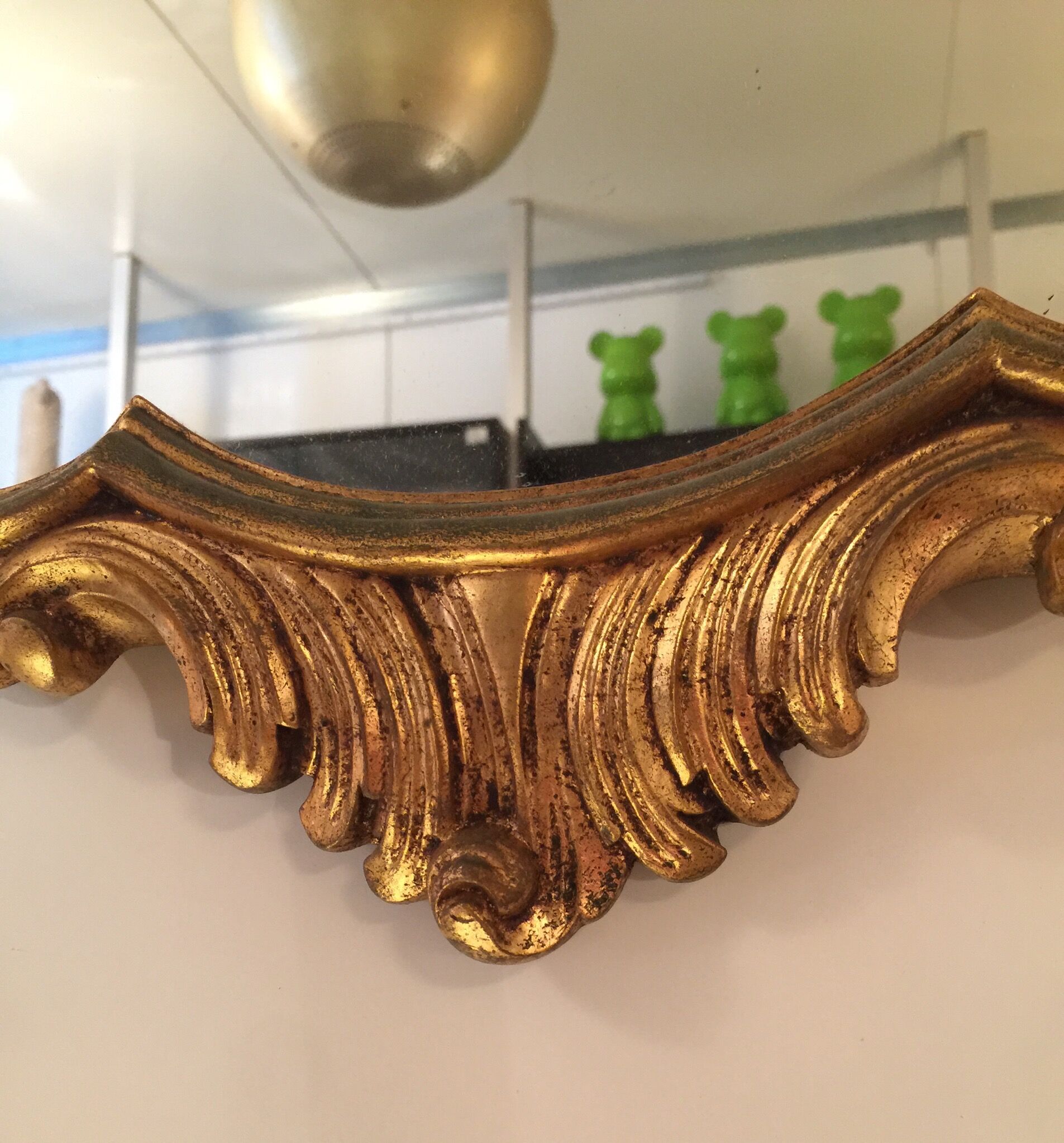 Golden vintage wooden mirror 50x79cm