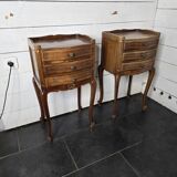 Paire de tables de chevet style Louis XV en merisier