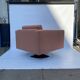 1970s Swivel Cube Armchair Chrome Peach Boucle Vintage Midcentury