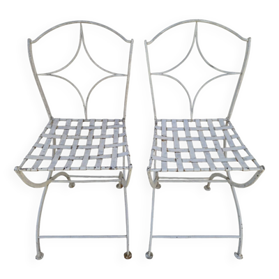 Paire de chaises de jardin en fer forgé, XIXème s.