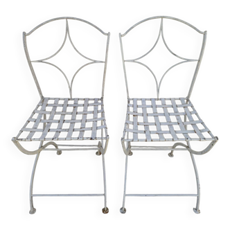 Paire de chaises de jardin en fer forgé, XIXème s.