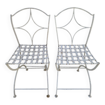 Paire de chaises de jardin en fer forgé, XIXème s.