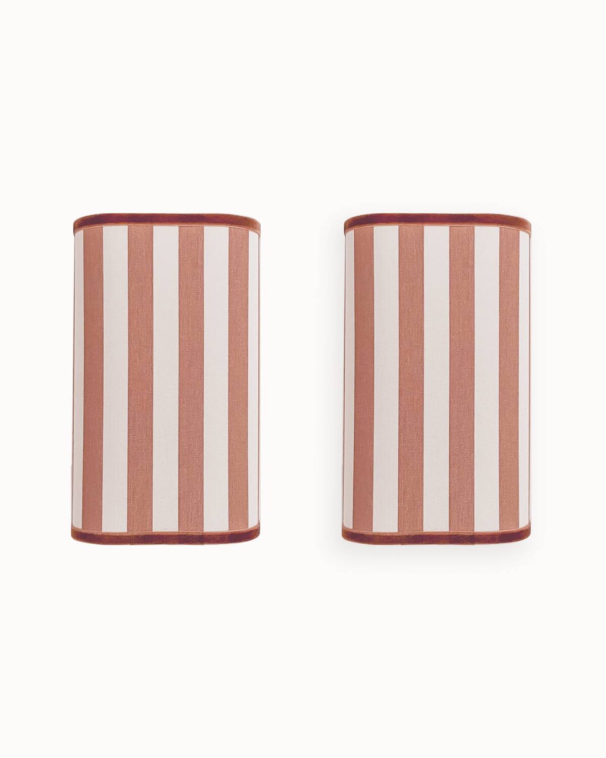 Pair of terracotta striped fabric wall sconces