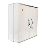 Medicine cabinet space metal double door with key Nightingale vintage