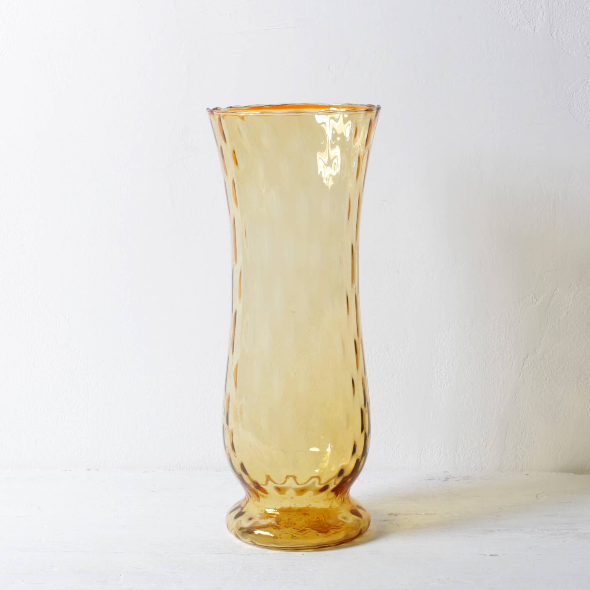 Mid-century Large Stylish Amber Glass Flower Vase / Empoli / Italy / 1970s
