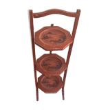 Chinese folding pedestal table in red lacquered wood
