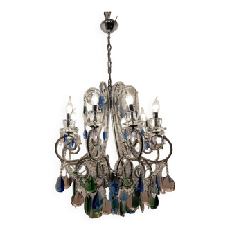 Multicolored crystal chandelier 1980’s