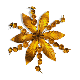Ceiling lamp wall lamp golden leaves and flowers
