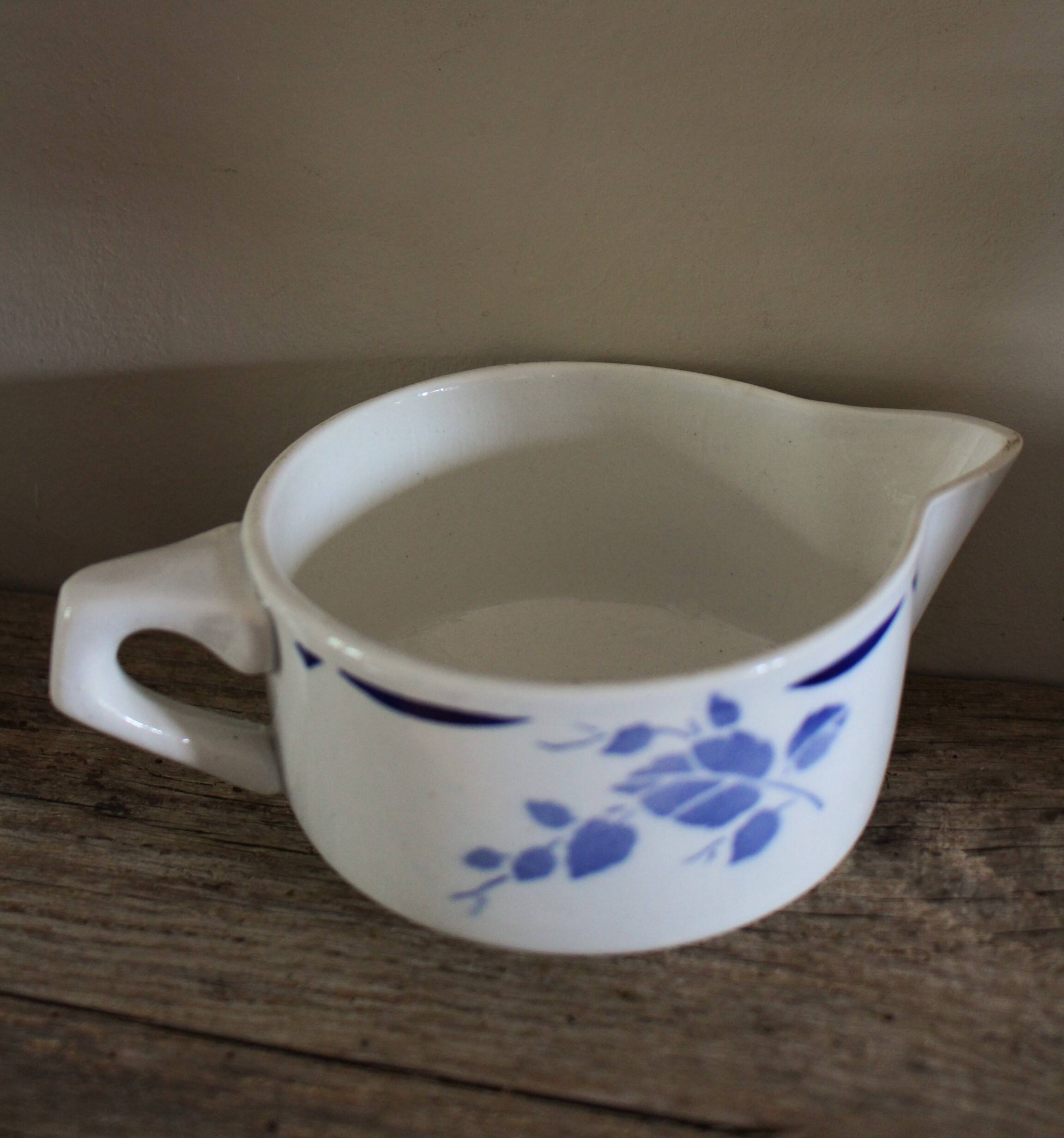 Blue flower gravy boat Saint Amand Art Deco