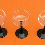 Set of 3 standing glasses Black rod Height: 140mm