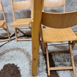 Set of 6 folding chairs blond wood