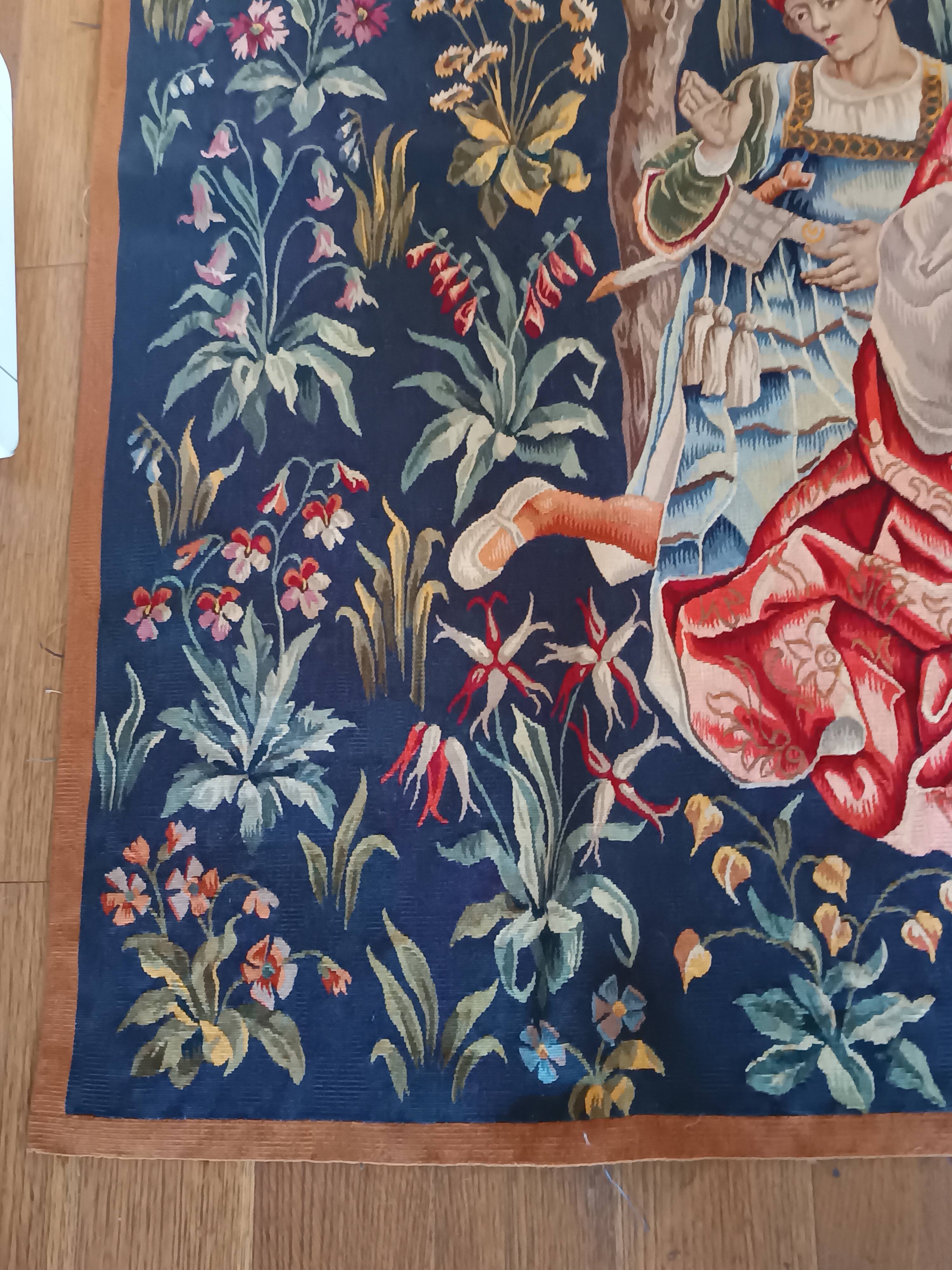 Grande tapisserie Jules Pansu –  La Dame au coffret  – Point d’Halluin