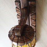 Sconce in wood and yellow glass ball from the 1960/1970