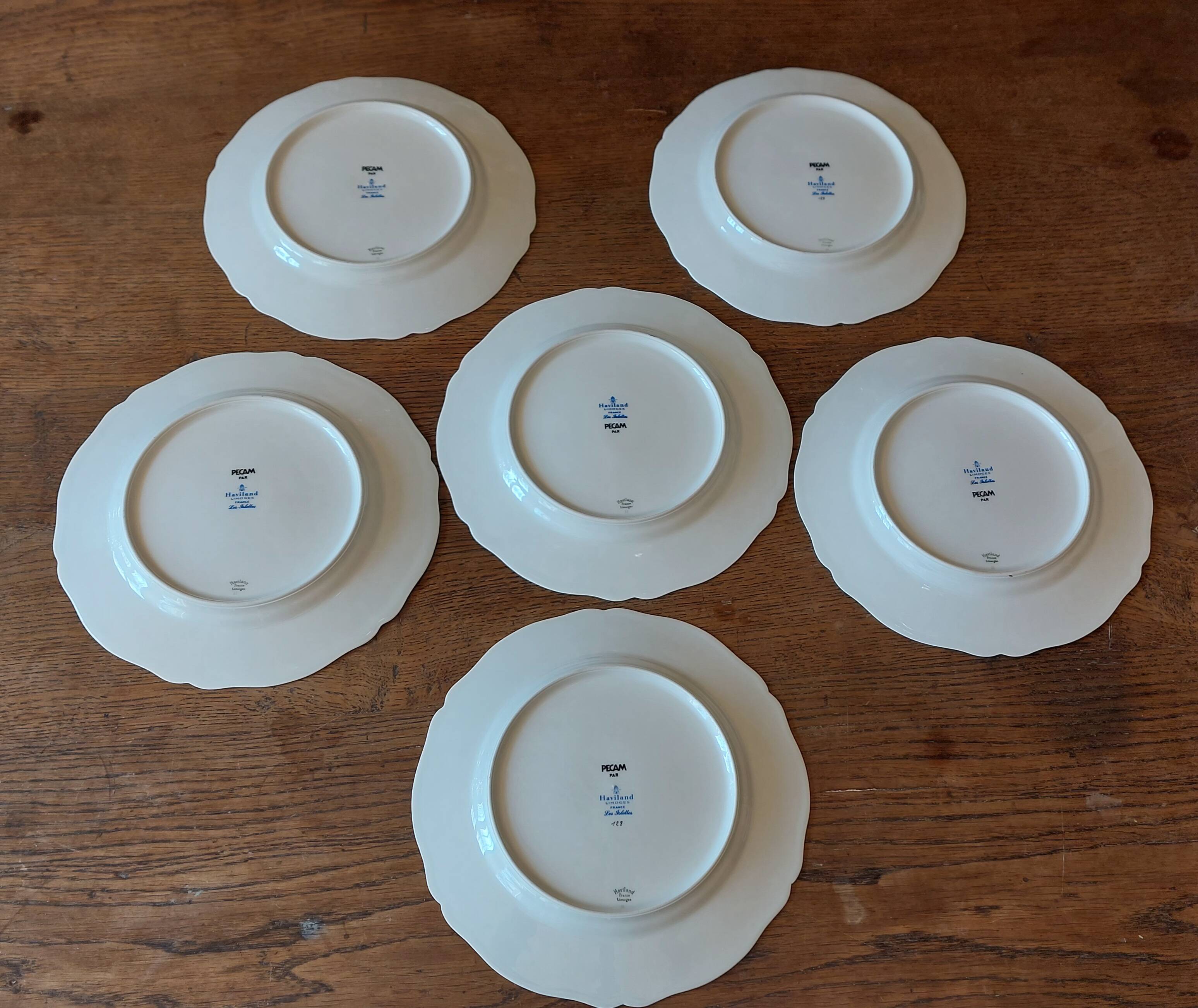 Suite de 6 assiettes Haviland Les Islettes