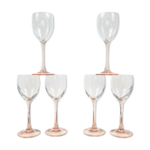 6 glasses of wine white foot pink vintage luminarc model "rosé"